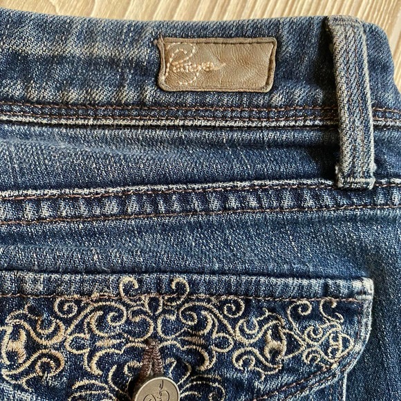 Paige Pico Bootcut Jeans Womens 30 x 30 Med Wash Sretch Made in USA Flap Pockets - Picture 11 of 12